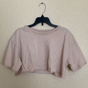 Light pink super cropped distressed top